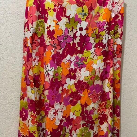 Cynthia Steffe Womens Pink Floral Beaded Knee Length A-Line Skirt Size 8 - Picture 5 of 8